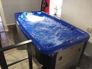 installed indoor swim spa 